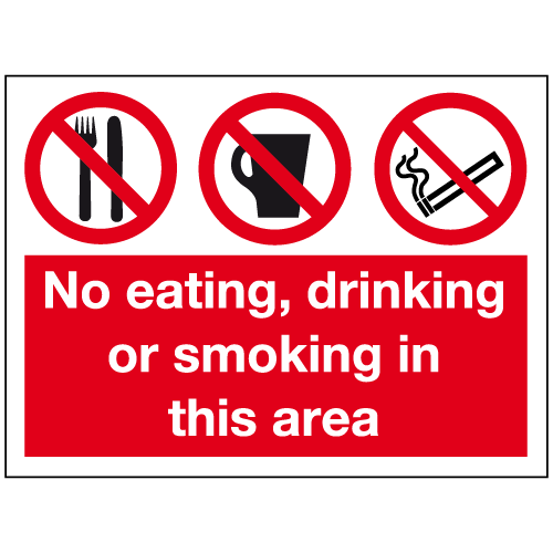 No Eating Drinking Or Smoking In This Area Sign – Ref: Ps232 – Safety 