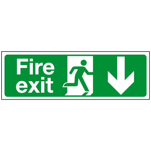 Fire Exit Arrow Down Sign Ref Sc664 Safety Sign Warehouse