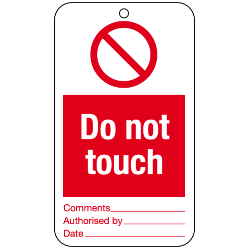 Do not touch tie tag sign – Ref: tt760 – Safety Sign Warehouse