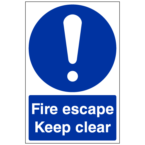 Fire escape Keep clear sign – Ref: m25 – Safety Sign Warehouse