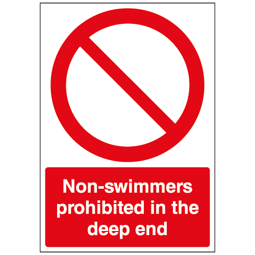 Non-swimmers prohibited in the deep end sign – Ref: ps22 – Safety Sign ...