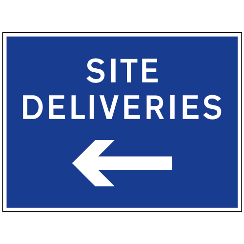 Site Deliveries (arrow left) sign – Ref: tc40 – Safety Sign Warehouse