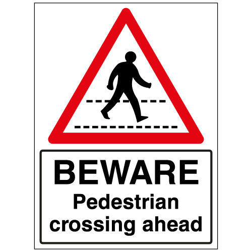 Beware Pedestrian crossing ahead sign – Ref: tr19 – Safety Sign Warehouse